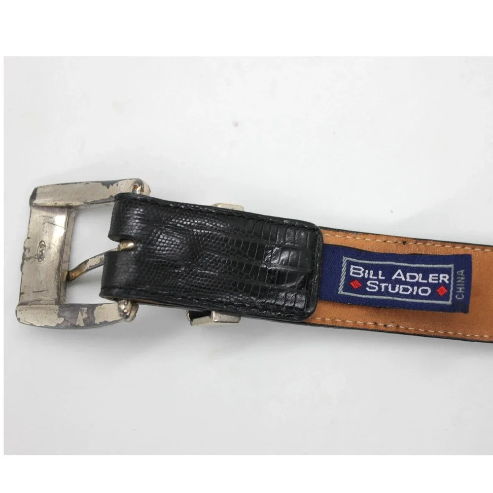 Bill Adler Studio‎ Western Ranger Belt Black Lizard Embossed Leather Mens 38